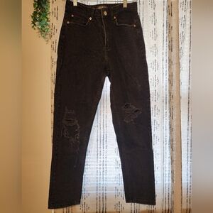 Black Distressed Mom Jeans